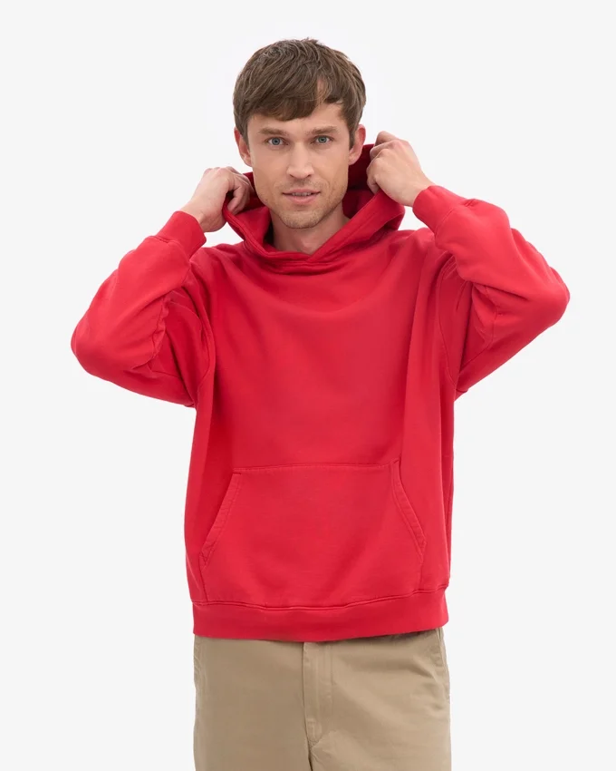 Överdimensionerad hoodie i ekologiskt tyg – scharlakansröd