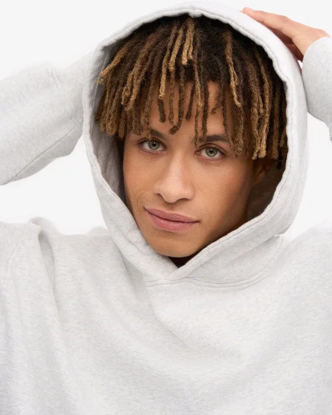 Överdimensionerad hoodie i ekologiskt tyg – snömelange