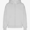 Överdimensionerad hoodie med dragkedja i ekologiskt bomull – blekt grå