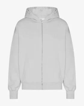 Överdimensionerad hoodie med dragkedja i ekologiskt bomull – blekt grå