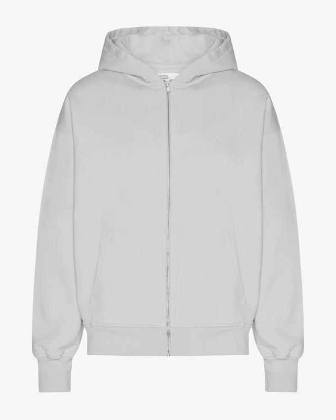 Överdimensionerad hoodie med dragkedja i ekologiskt bomull – blekt grå