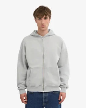 Överdimensionerad hoodie med dragkedja i ekologiskt bomull – blekt grå