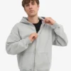 Överdimensionerad hoodie med dragkedja i ekologiskt bomull – blekt grå