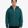 Överdimensionerad hoodie med dragkedja i ekologiskt bomull – havsgrön