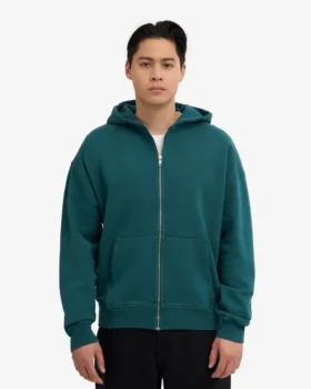 Överdimensionerad hoodie med dragkedja i ekologiskt bomull – havsgrön