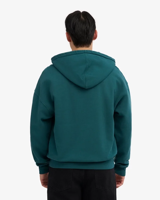 Överdimensionerad hoodie med dragkedja i ekologiskt bomull – havsgrön