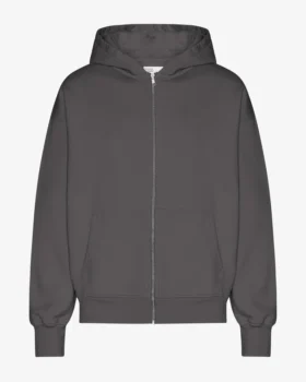 Överdimensionerad hoodie med dragkedja i ekologiskt bomull – lavagrå