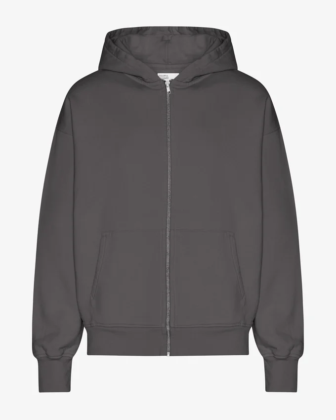 Överdimensionerad hoodie med dragkedja i ekologiskt bomull – lavagrå