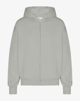 Överdimensionerad hoodie med dragkedja i ekologiskt tyg – stålblå