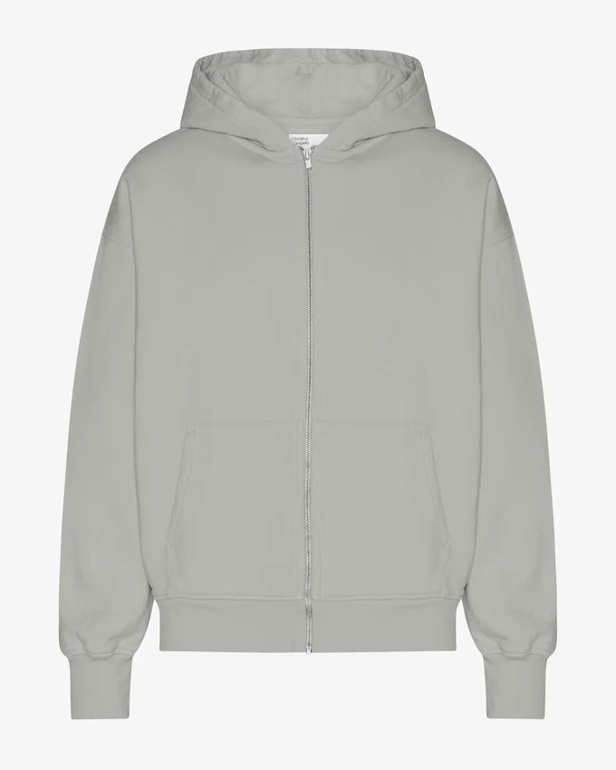 Överdimensionerad hoodie med dragkedja i ekologiskt tyg – stålblå