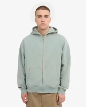 Överdimensionerad hoodie med dragkedja i ekologiskt tyg – stålblå