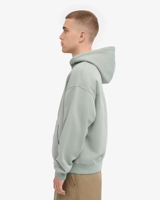 Överdimensionerad hoodie med dragkedja i ekologiskt tyg – stålblå