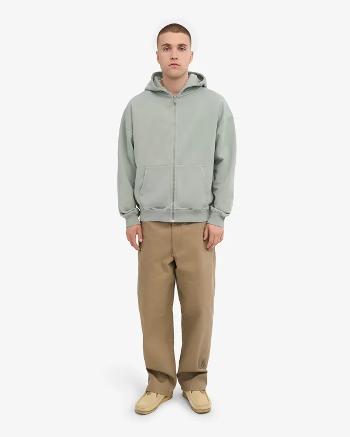 Överdimensionerad hoodie med dragkedja i ekologiskt tyg – stålblå