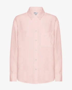 Överdimensionerad linne-skjorta – blekt rosa