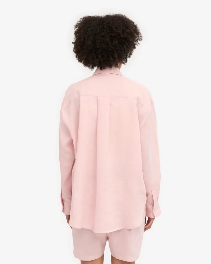 Överdimensionerad linne-skjorta – blekt rosa