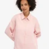 Överdimensionerad linne-skjorta – blekt rosa