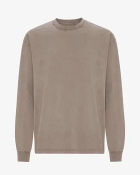 Överdimensionerad långärmad T-shirt i ekologisk bomull – blekt khaki