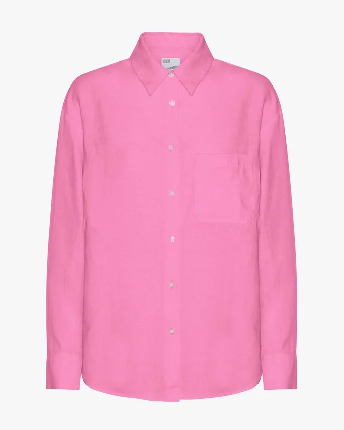Överdimensionerad skjorta i linne – Bubblegum Pink