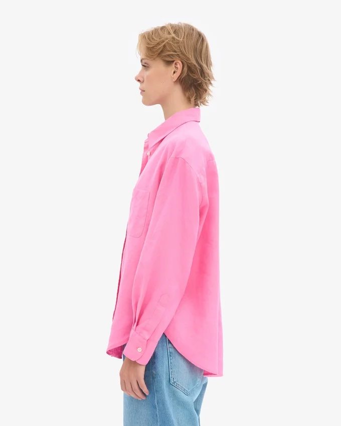 Överdimensionerad skjorta i linne – Bubblegum Pink