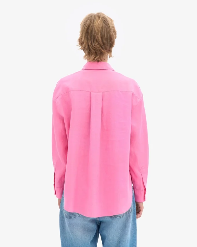 Överdimensionerad skjorta i linne – Bubblegum Pink