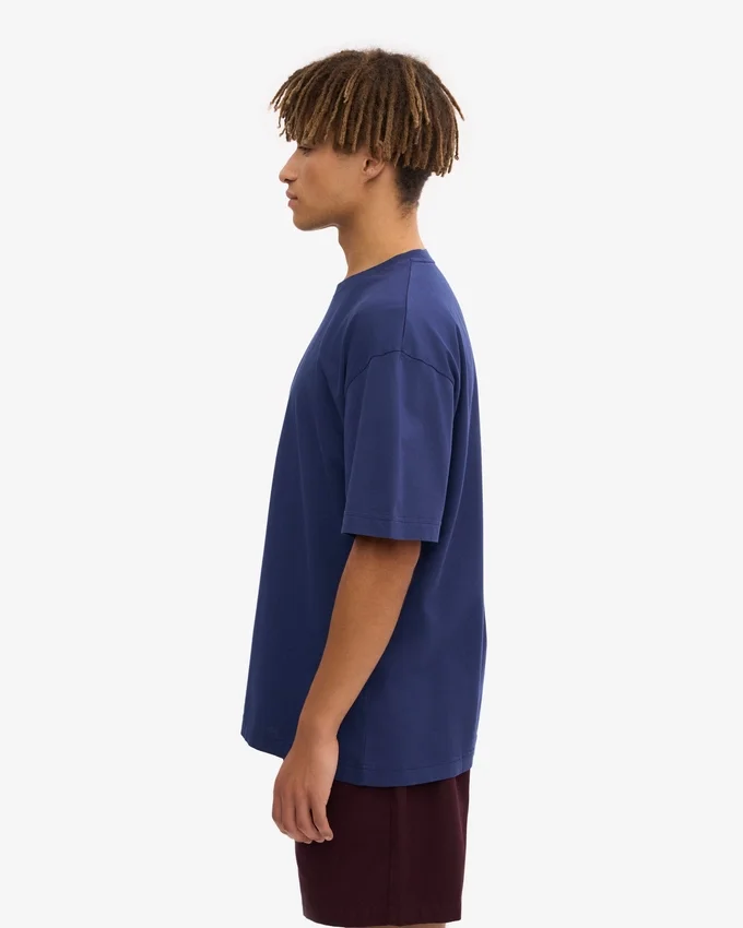 Överdimensionerad T-shirt i ekologisk bomull – marinblå