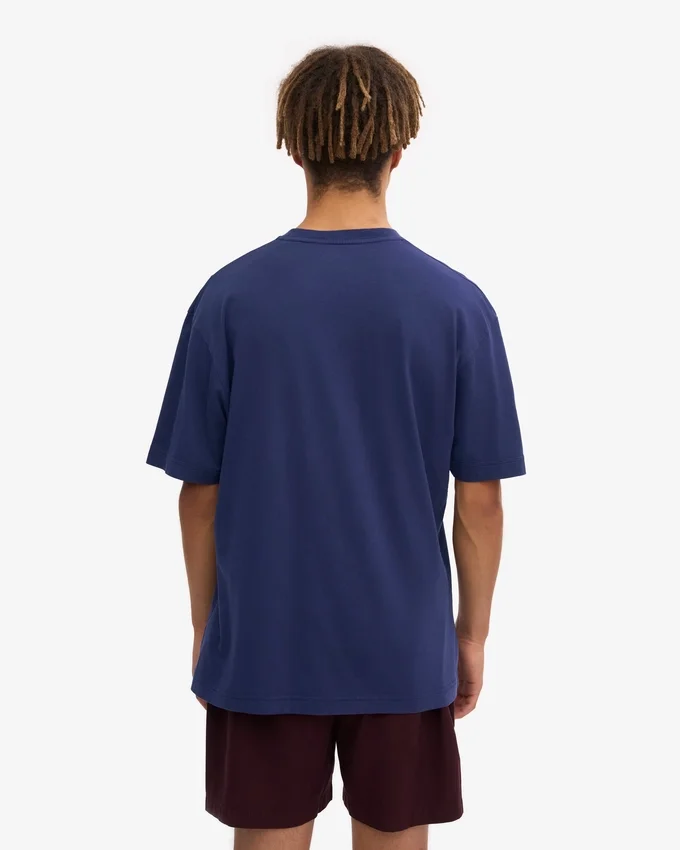 Överdimensionerad T-shirt i ekologisk bomull – marinblå