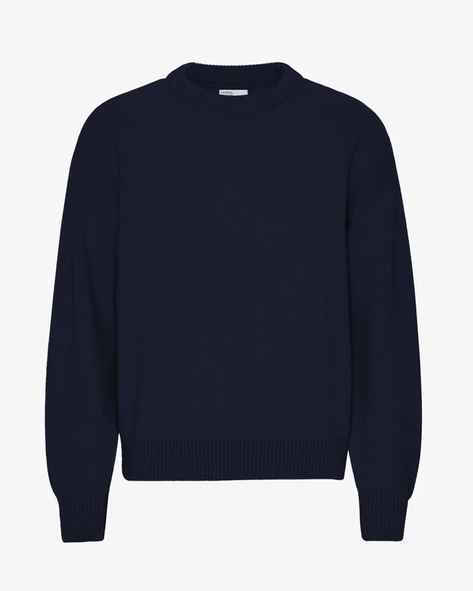 Överdimensionerad T-shirt i merinoull – marinblå