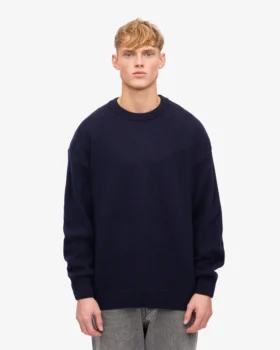 Överdimensionerad T-shirt i merinoull – marinblå