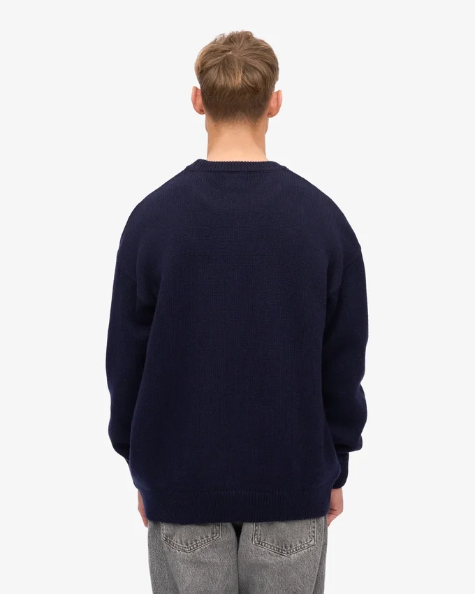 Överdimensionerad T-shirt i merinoull – marinblå